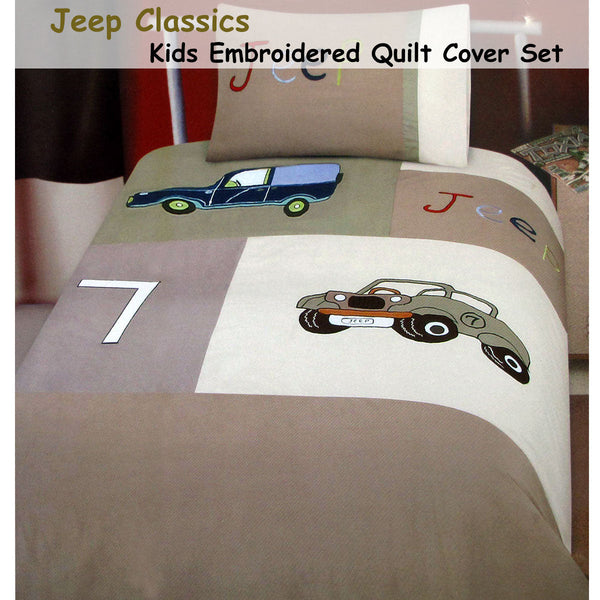 Quilt Covers Jeep Classics Embroidered Quilt Cover Set Single