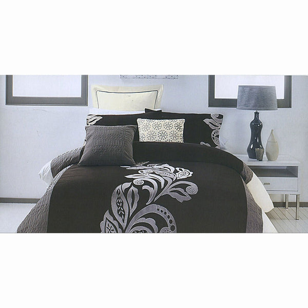 Quilt Covers Pierre Black Grey Quilt Cover Set King