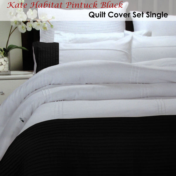 Quilt Covers Pintuck Black Quilt Cover Set Single