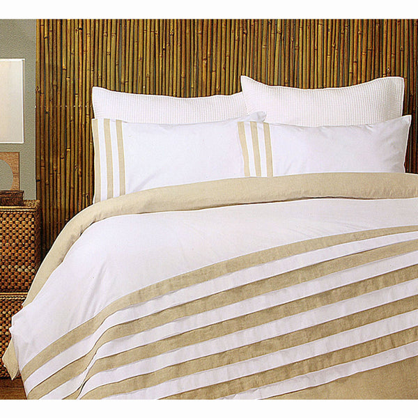 Quilt Covers Turin White Linen Quilt Cover Set King