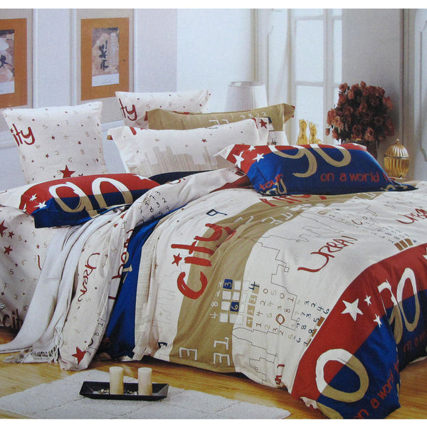 Quilt Covers 310Tc Urban City Cotton Printed Quilt Cover Set Single