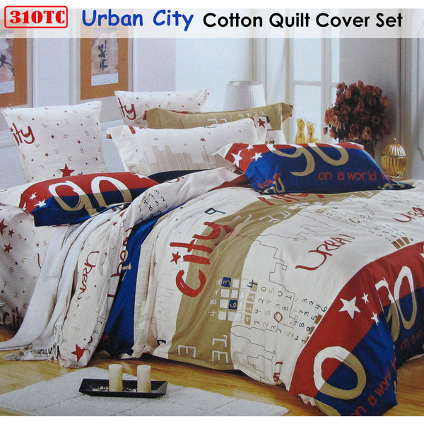 Quilt Covers 310Tc Urban City Cotton Printed Quilt Cover Set Single