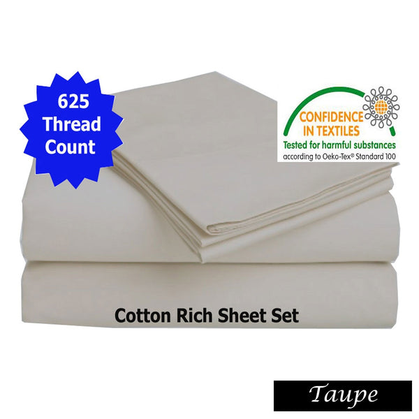 Sheets Accessorize 625Tc Cotton Rich Sheet Set Taupe Queen