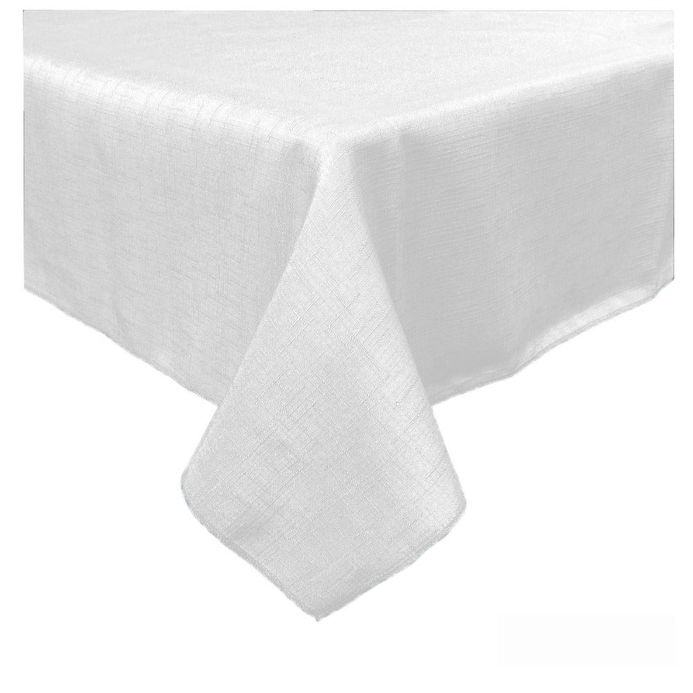 Table Cloths Emporio Slub Table Cloth White 180 Cm Round