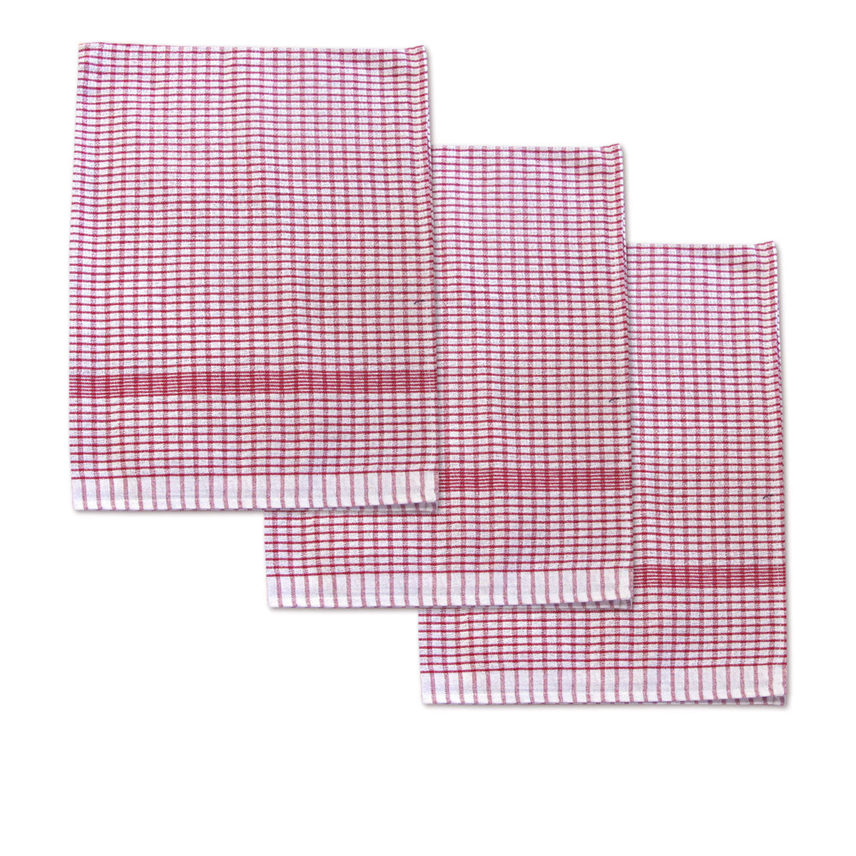 Tea Towels & Dishcloths Set Of 3 Jumbo Cotton Checkered Tea Towels 60 X 90 Cm Red