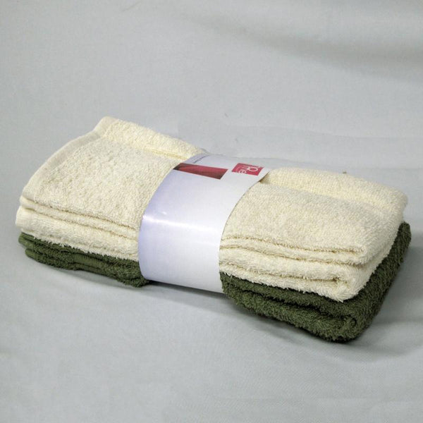 Towels & Washcloths Set Of 4 Budget Cotton Hand Towels 42 X 67 Cm Olive Cream