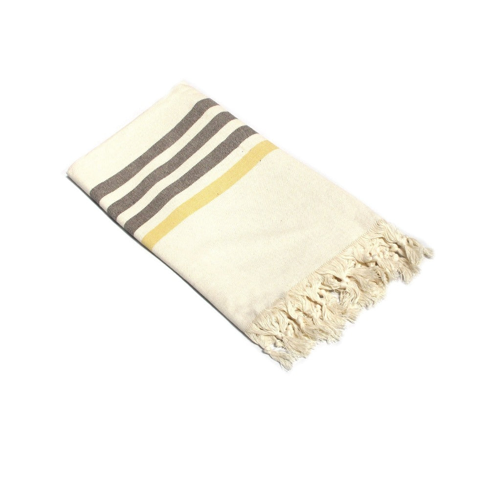 Towels & Washcloths Fringe Turkish Towel Wide Stripes Black Taupe