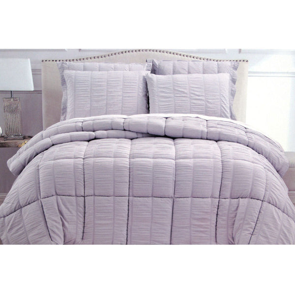 Quilt Covers Hotel Living 3 Piece Seersucker Comforter Set Lilac