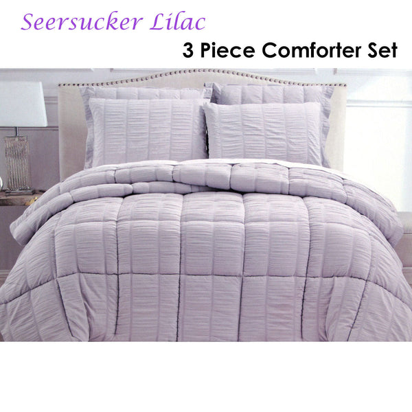 Quilt Covers Hotel Living 3 Piece Seersucker Comforter Set Lilac