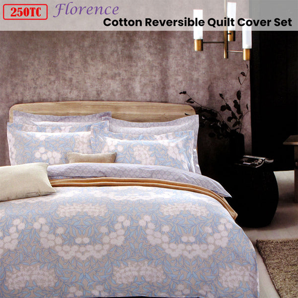 Quilt Covers 250Tc Florence Cotton Reversible Quilt Cover Set Queen