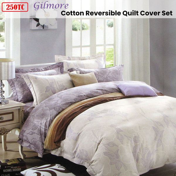 Quilt Covers 250Tc Gilmore Cotton Reversible Quilt Cover Set