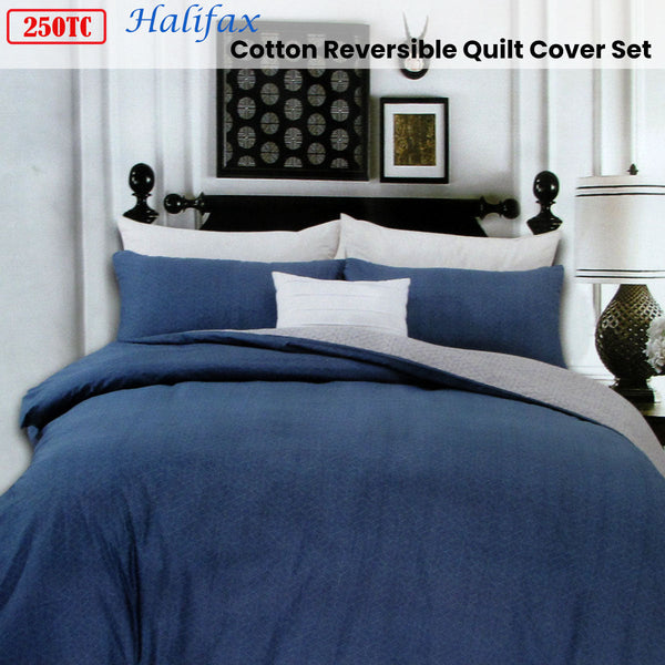 Quilt Covers 250Tc Halifax Cotton Reversible Quilt Cover Set Queen