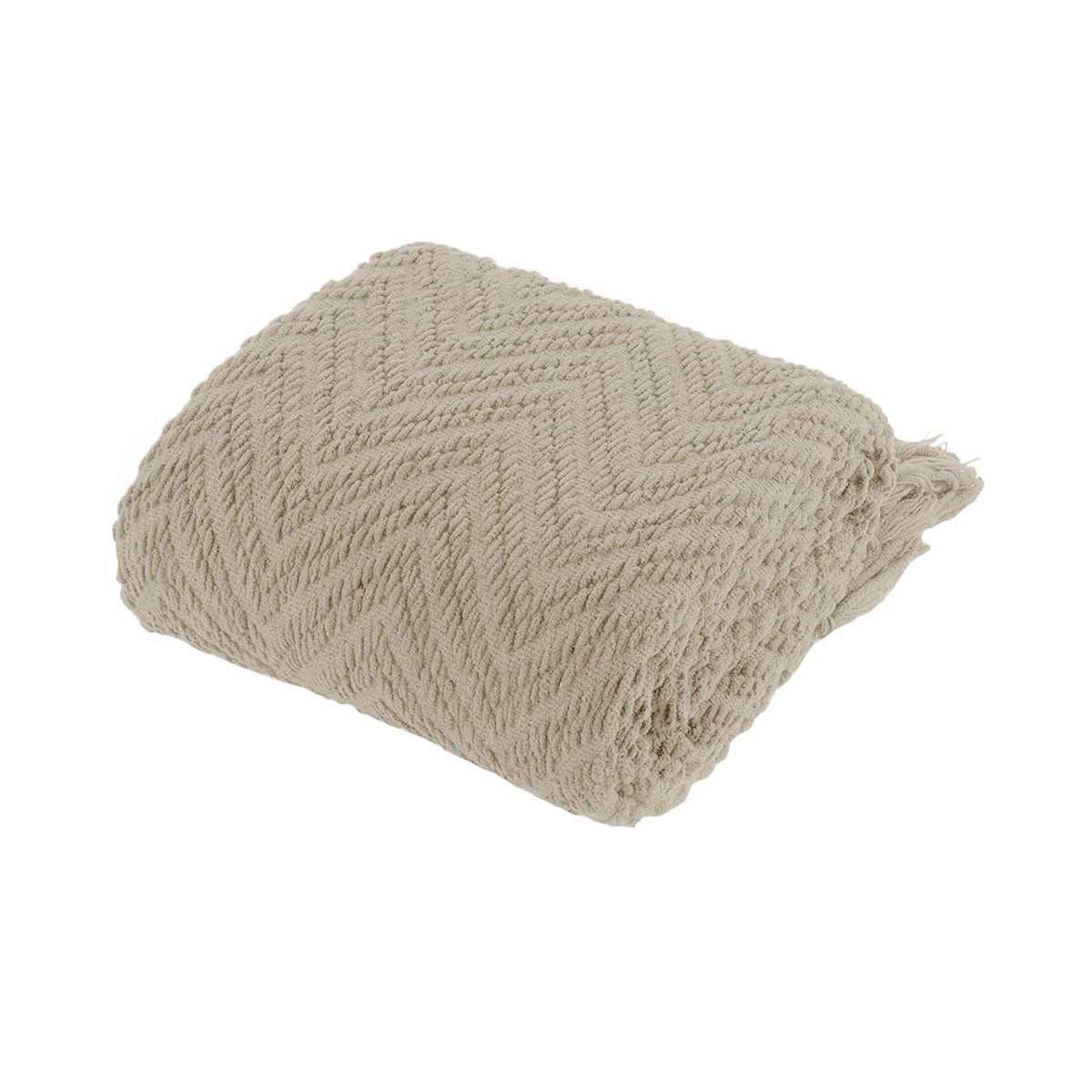 Throws & Afghans Ezra Taupe Knitted Throw Rug