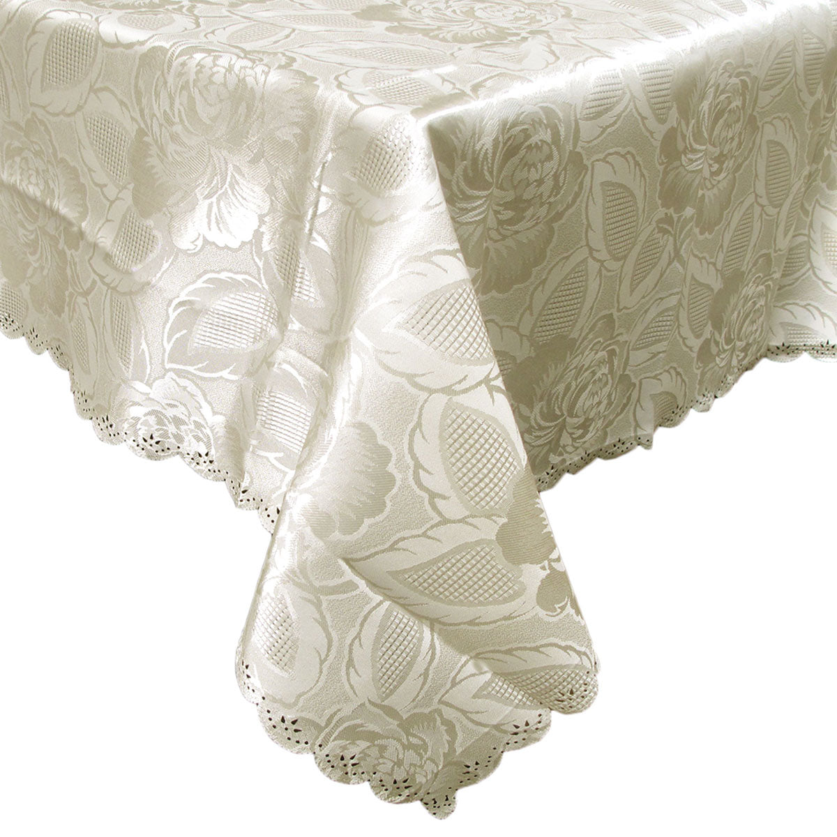 Table Cloths Rose Ecru Luxury Jacquard Tablecloth 150 X 270 Cm