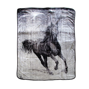 Blankets 375Gsm 1 Ply 3D Print Faux Mink Blanket Queen 200X240 Cm Galloping Horse