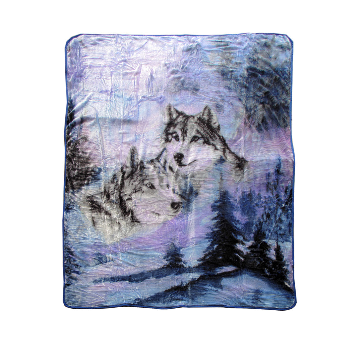 Blankets 375Gsm 1 Ply 3D Print Faux Mink Blanket Queen 200X240 Cm Winter Wolf