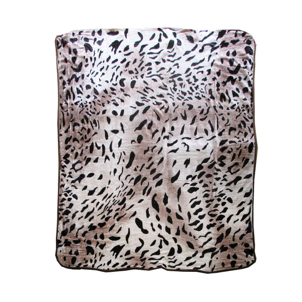 375Gsm 1 Ply Animal Print Faux Mink Blanket Queen 200X240 Cm Jaguar