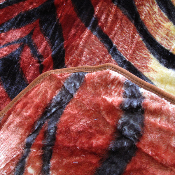 Blankets 375Gsm 1 Ply Animal Print Faux Mink Blanket Queen 200X240 Cm Tiger