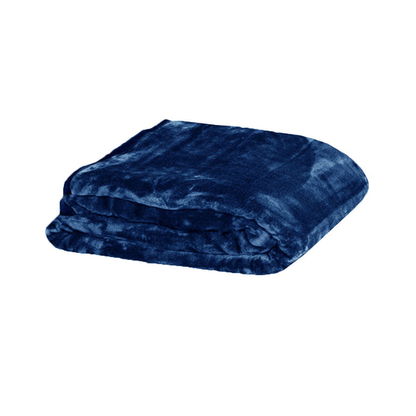 Blankets 375Gsm 1 Ply Solid Faux Mink Blanket Queen 200X240 Cm Navy