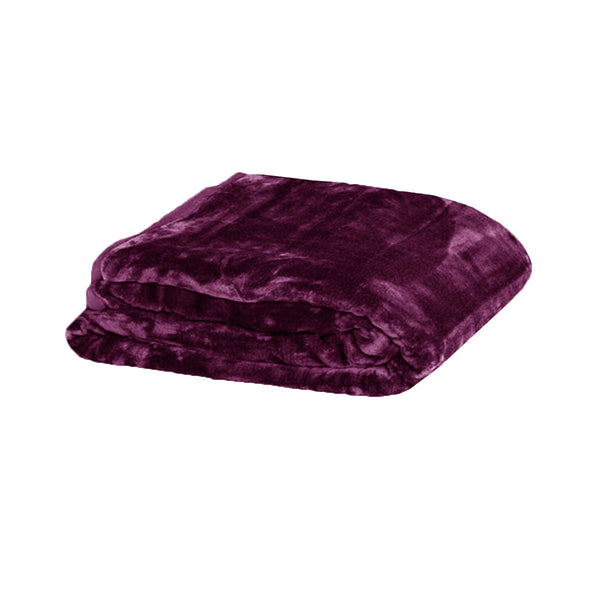 Blankets 375Gsm 1 Ply Solid Faux Mink Blanket Queen 200X240 Cm Plum