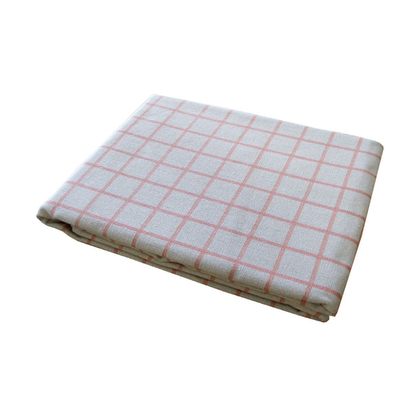 Table Cloths Cotton Grid Checks Oblong Table Cloth Coral 130 X 180Cm