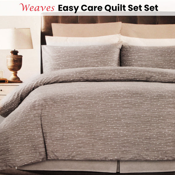 Quilt Covers Weaves Coffee Easy Care Quilt Cover Set Double