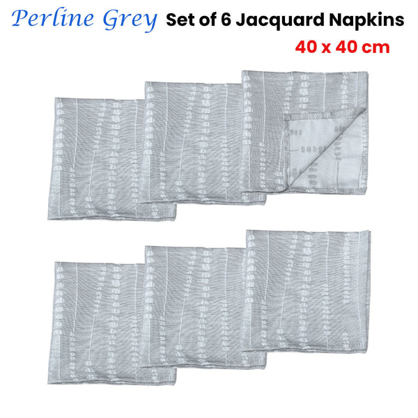 Napkins Set Of 6 Perline Grey Jacquard 40Cm X