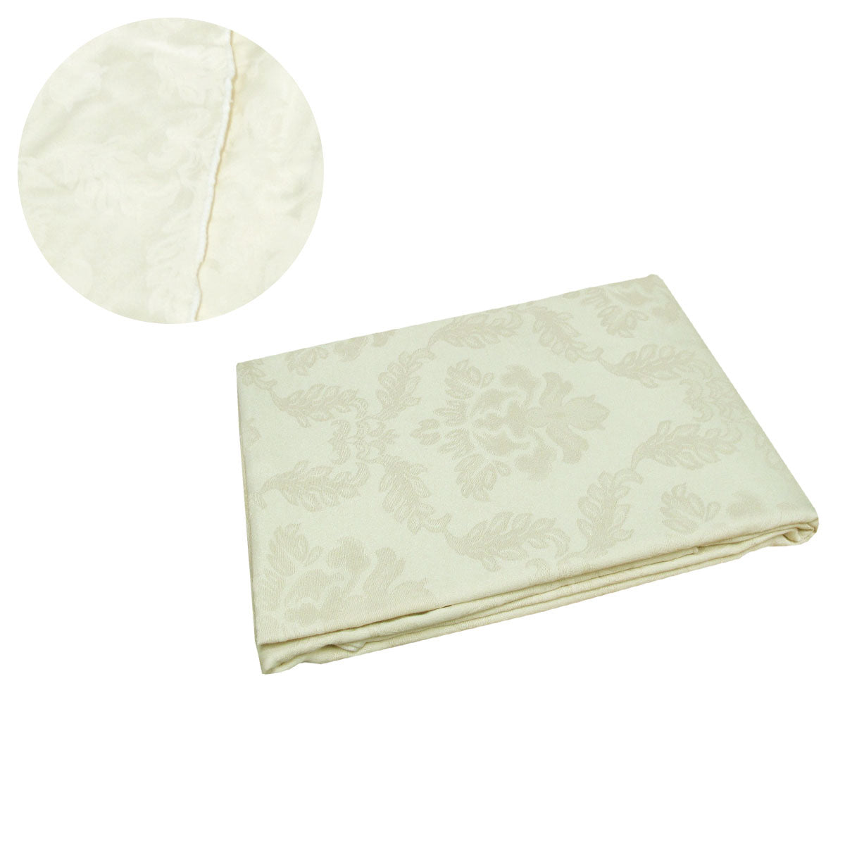 Table Cloths Damask Jacquard Polyester Tablecloth 180Cm Round Elisabetta Cream