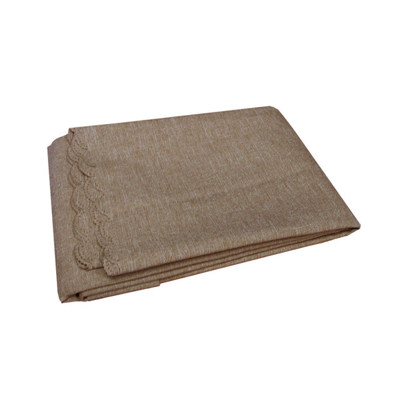 Waylon Damask Permanent Press Polyester Tablecloth 135 X 180Cm Brown