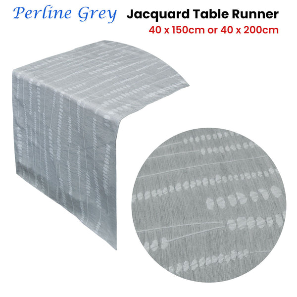 Table Runners Perline Grey Jacquard Table Runner 40 X 150 Cm