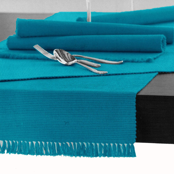 Table Runners Hoydu Cotton Ribbed Table Runner 45Cm X 150Cm Blue Bird