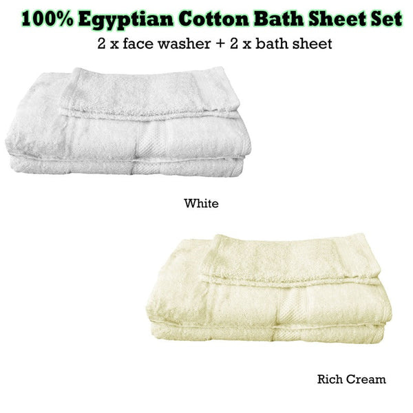 Towels & Washcloths Pack Of 4 Egyptian Cotton Extra Large Bath Sheets And Face Washers Set White