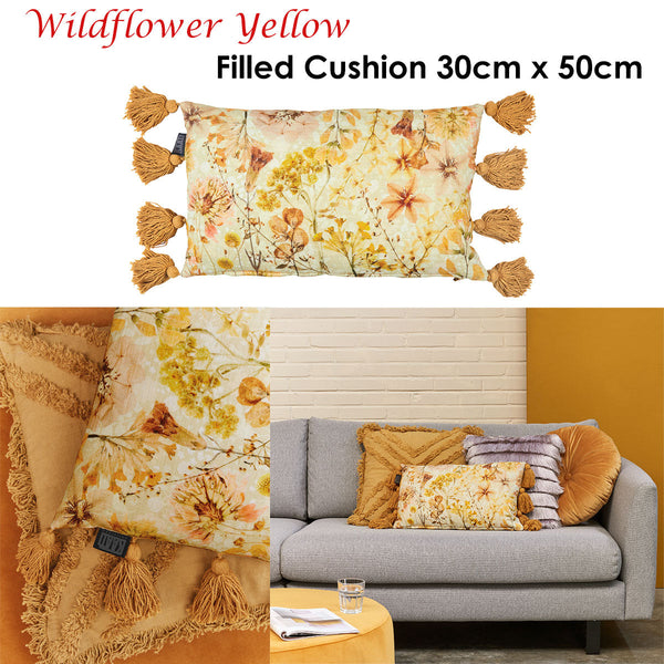 Cushions & Decorative Pillows Bedding House Wildflower Yellow Filled Oblong Cushion