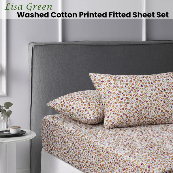 Sheets Accessorize Lisa Washed Cotton Printed Fitted Sheet Set