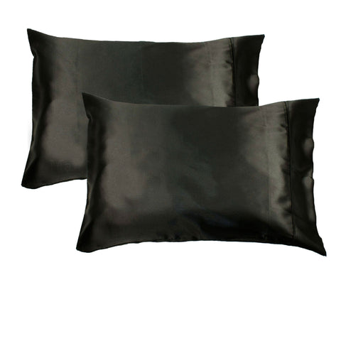 Accessorize 300Tc Deluxe Essentials Satin Standard Pillowcases Black