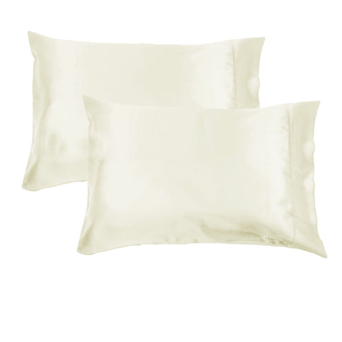 Pillow Cases Accessorize 300Tc Deluxe Essentials Satin Pillowcases Stone (Ivory)