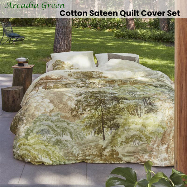 Bedding House Arcadia Green Cotton Sateen Quilt Cover Set