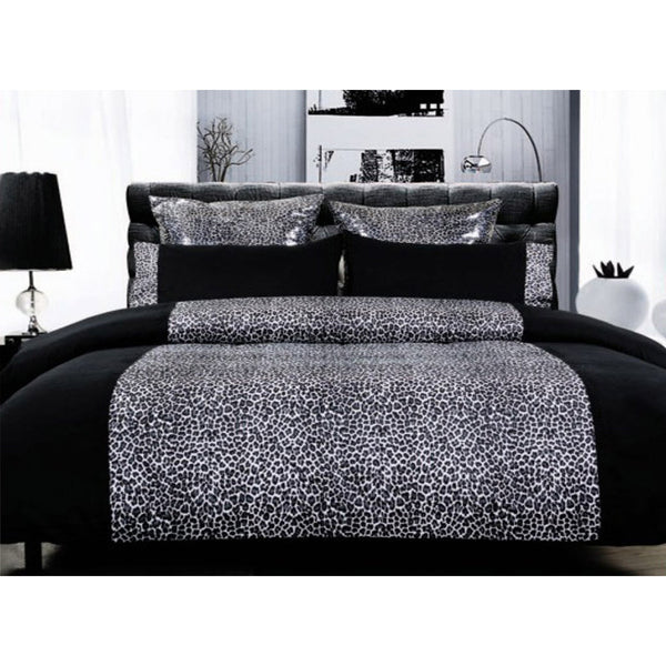 Quilt Covers Leopard Quilt Cover Set Black Super King