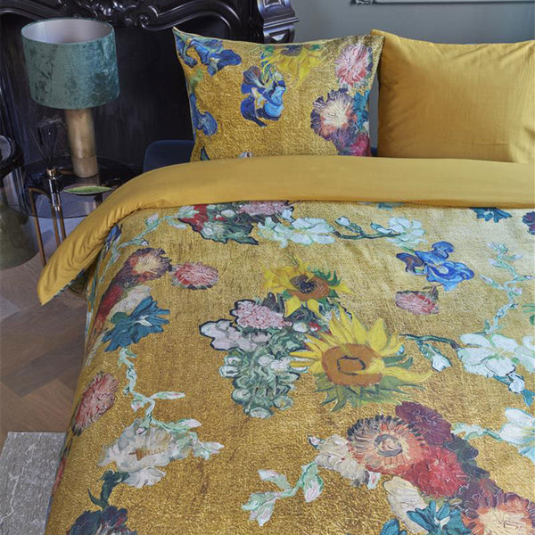 Quilt Covers Bedding House Van Gogh Partout Des Fleurs Gold Cotton Sateen Quilt Cover Set