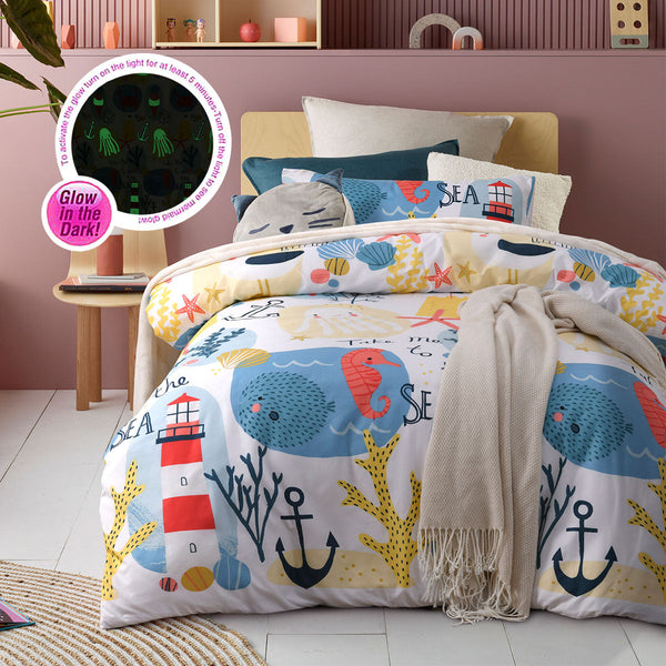 Quilt Covers Happy Kids Seaside Glow In The Dark Quilt Cover Set