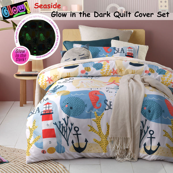 Quilt Covers Happy Kids Seaside Glow In The Dark Quilt Cover Set