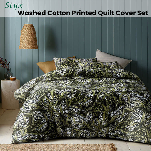 Quilt Covers Accessorize Styx Washed Cotton Printed Quilt Cover Set