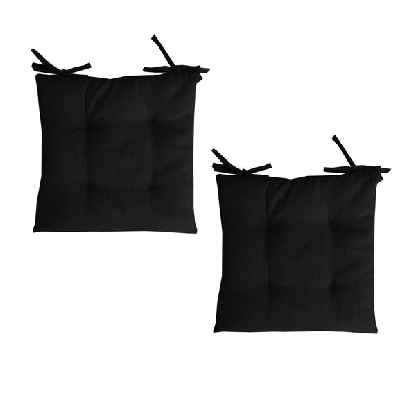 Set Of 2 Outdoor Polyester Solid Chair Pads 40 X 40Cm Black