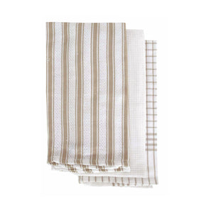 Tea Towels & Dishcloths Idc Homewares Set Of 3 Gardenia Cotton Tea Towels Taupe