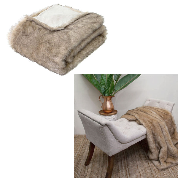 Throws & Afghans J Elliot Home Brown Fox Luxury Faux Fur Throw 130 X 160Cm