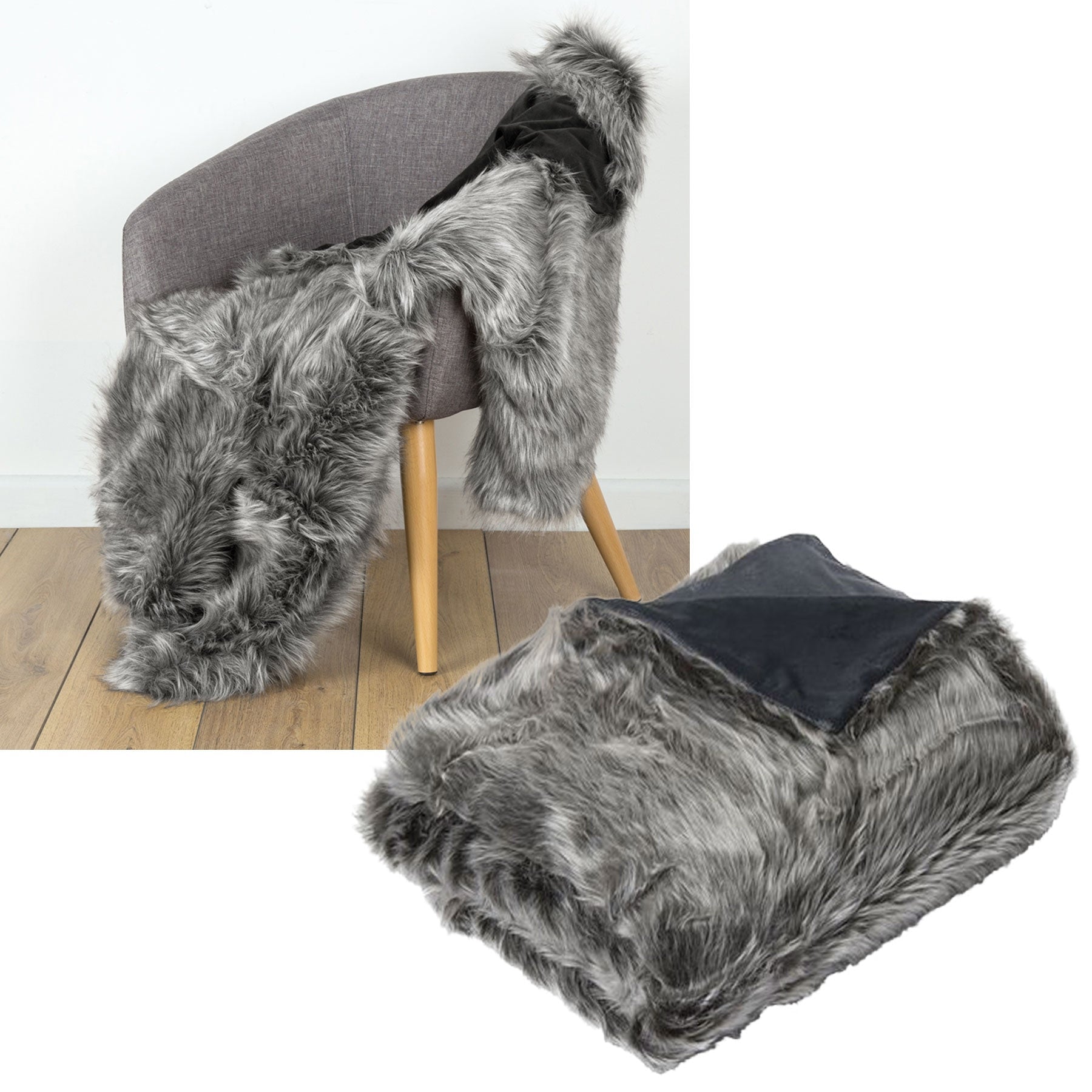 Throws & Afghans Idc Homewares Luxury Wolf Faux Fur Throw 125 X 150Cm