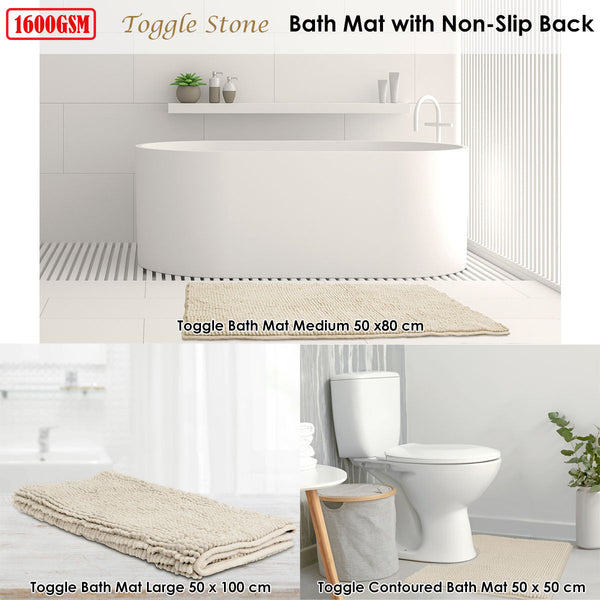 Bath Mats, Rugs & Toilet Covers Toggle Microfiber Bath Mat Contourned Stone