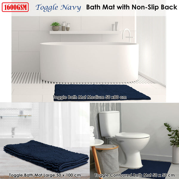 Bath Mats, Rugs & Toilet Covers Toggle Microfiber Bath Mat Large Navy