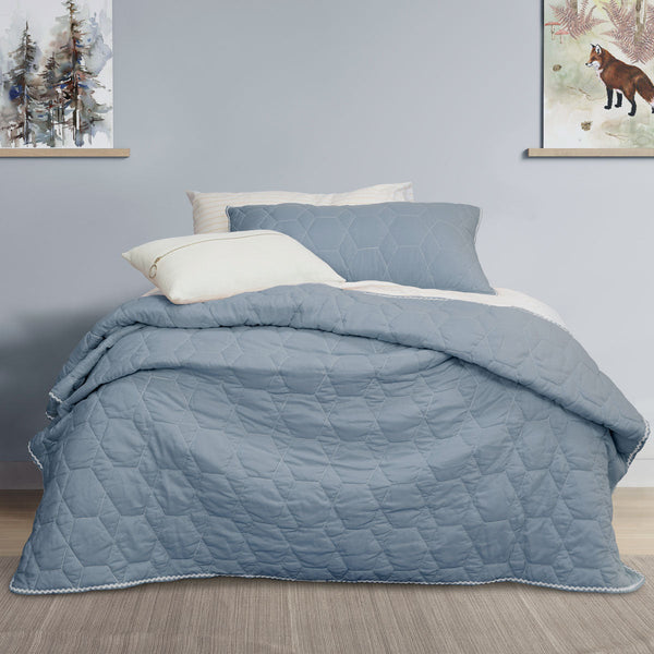 Single Bed Quilts Jelly Bean Kids Bolston Pale Blue Coverlet Set Single/Double