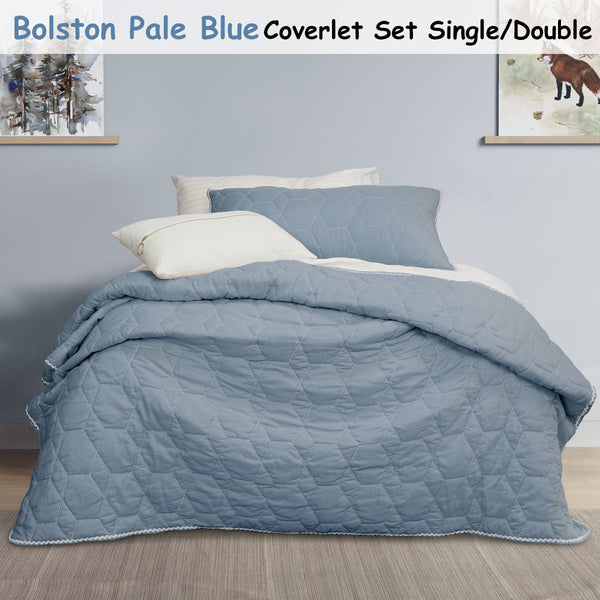 Single Bed Quilts Jelly Bean Kids Bolston Pale Blue Coverlet Set Single/Double